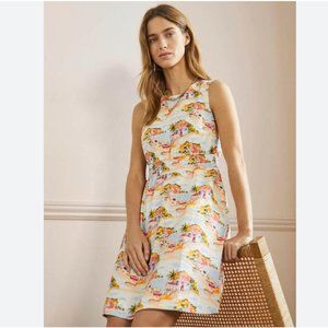 Boden Smocked Waist Mini Dress in Ivory Paradise Bay - Size 6 Long